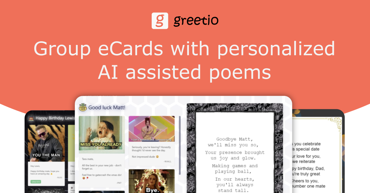 Greetio | Group eCards with personalized AI assisted poems